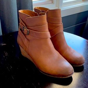 Brown leather booties